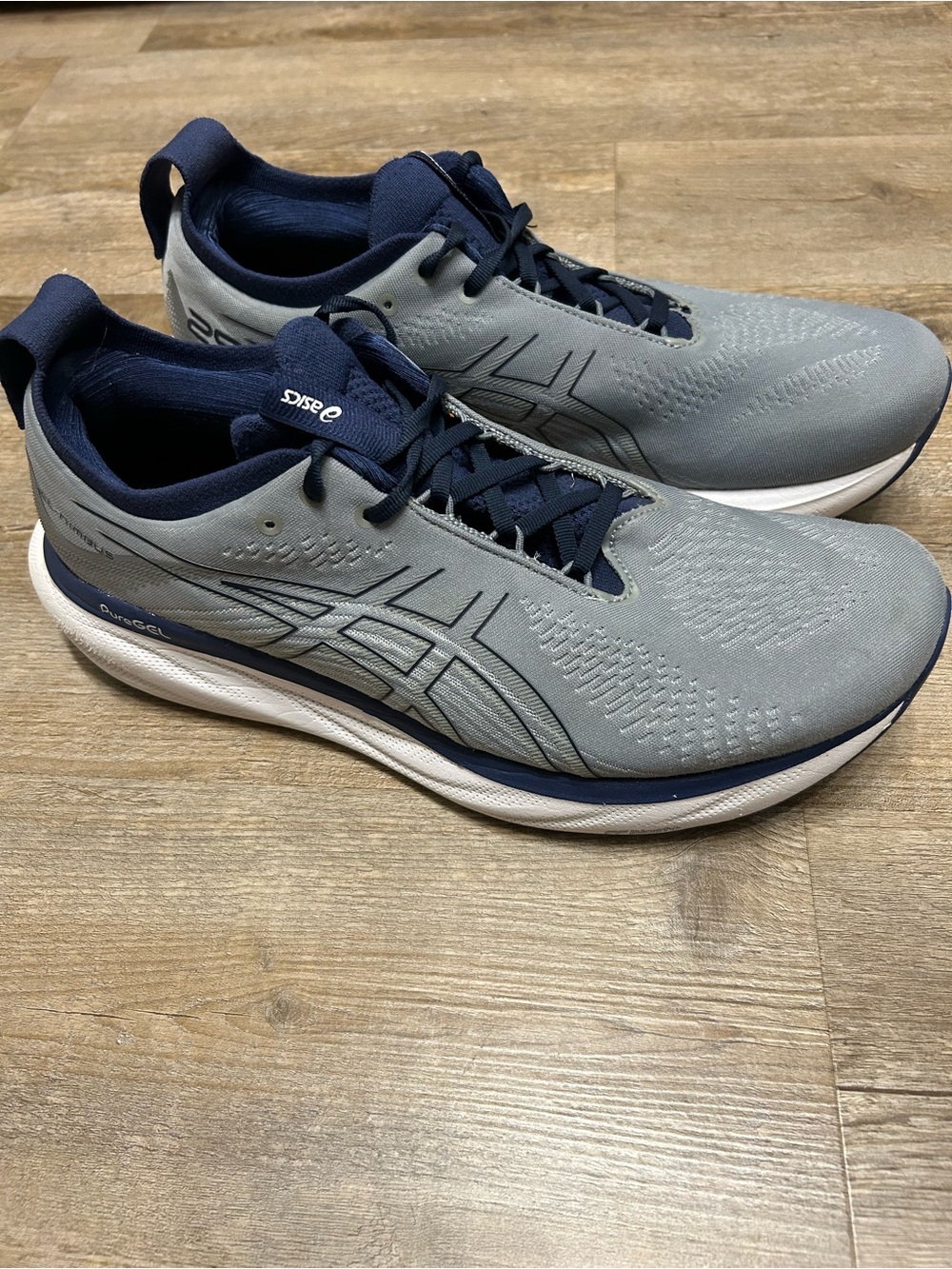 ASICS Gel Nimbus 25 Men's Size 12.5 Athletic Running Shoes Gray Navy Sneakers